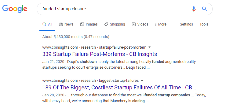 startup failures