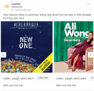 facebook ad examples audible 2