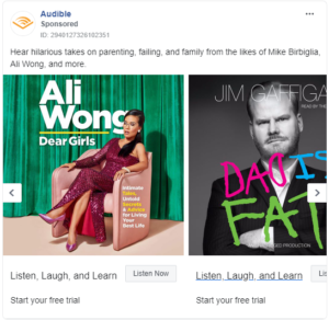 facebook ad examples audible 3