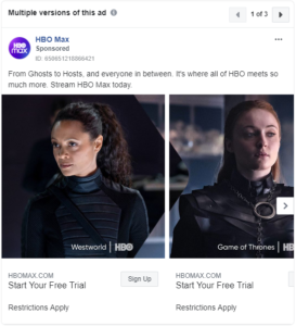facebook ad examples hbo max 1
