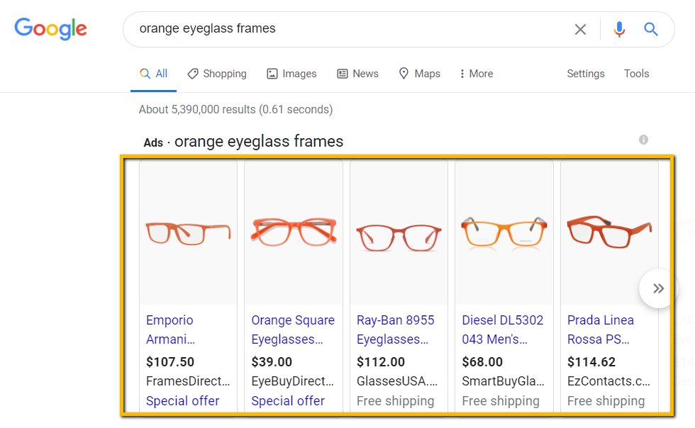 orange eyeglasses frame
