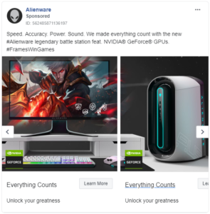 facebook ad examples alienware 2